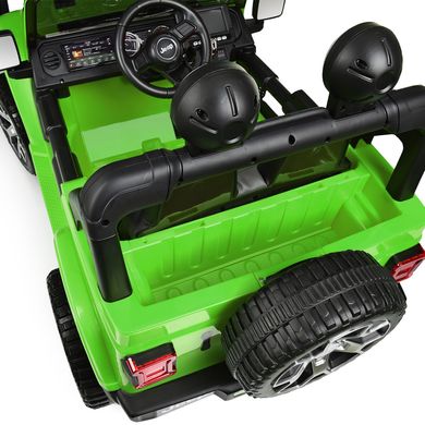 Детский электромобиль Jeep Wrangler Rubicon полный привод MP3 зеленый