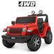 Детский электромобиль Jeep Wrangler Rubicon полный привод MP3 красный