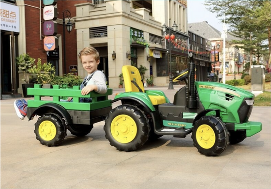 Трактор Farmer з причепом (надувні колеса + пульт) зелений