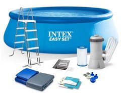 Бассейн Intex надувной 26168 с фильтр-насосом, лестницей, подстилкой и тентом